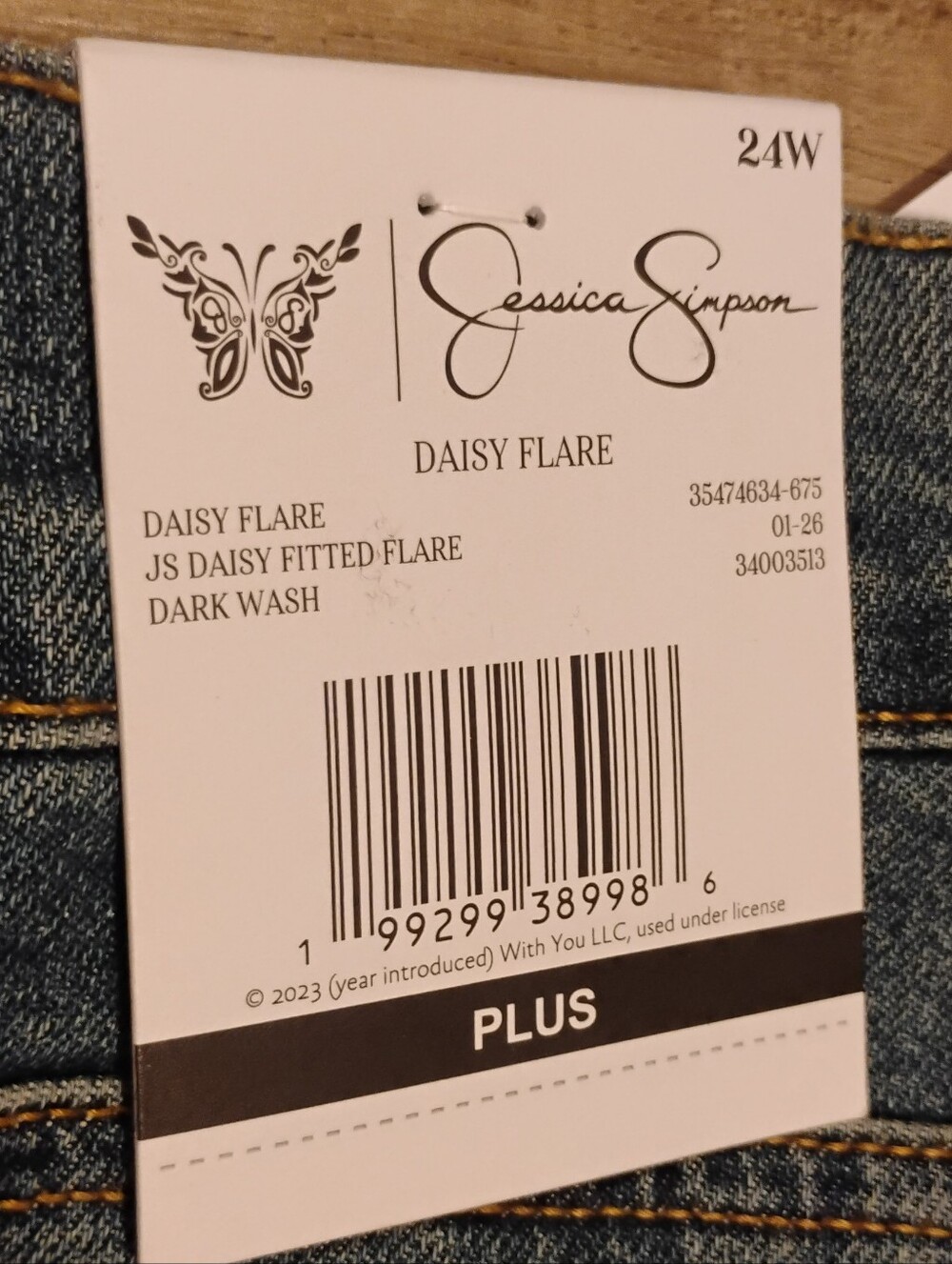 Jessica Simpson Women's Daisy Flare Fitted Flare in Dark Wash Size Plus 24W - Picture 15 of 16